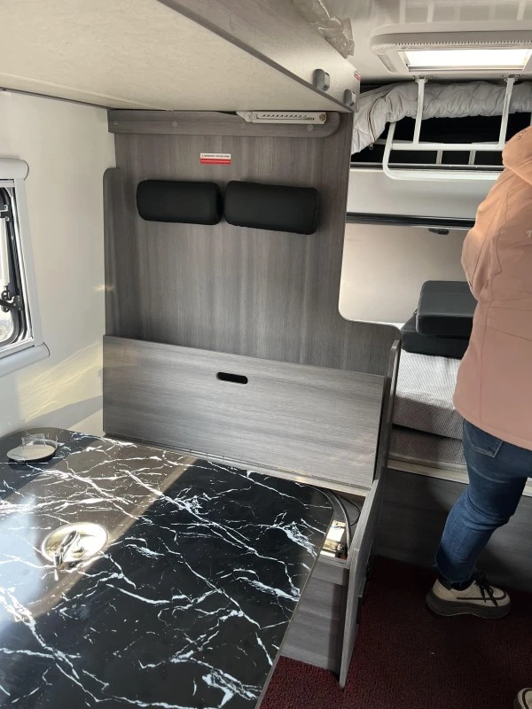Classic RV Camping Trailer with mirror-polished aluminum body